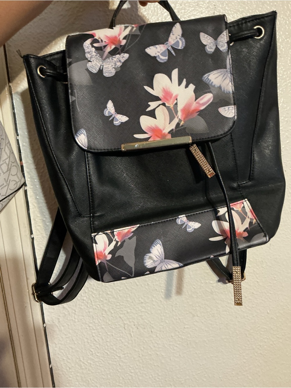 Black Floral Butterfly Backpack